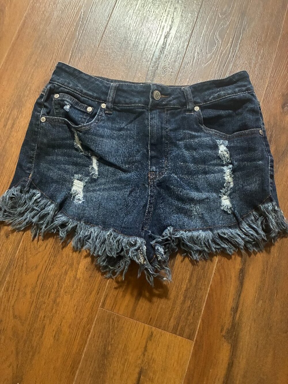 Altard State Womens Shorts Sz 28 Denim Stretch Distressed Raw Hem Pocket Grunge
